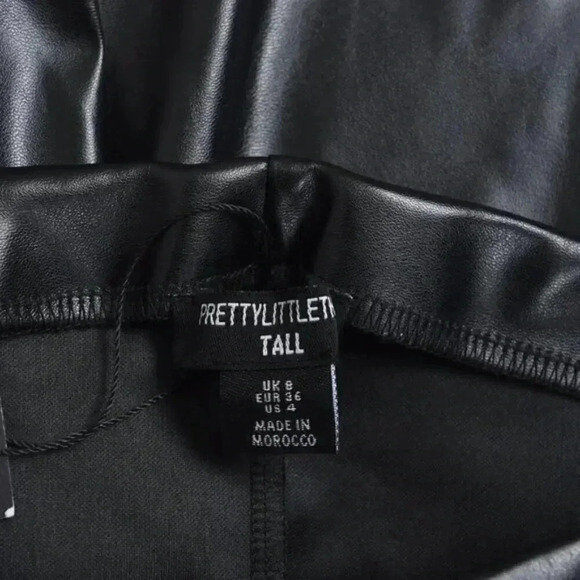 NWT PrettyLittleThing Tall Black  Faux Leather High Waisted Leggings Size 4 Tall - Picture 5 of 10